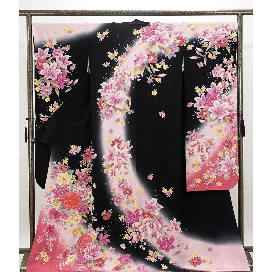 振袖 正絹 百合牡丹蘭模様 身丈170cm 裄丈68cm 振袖 美品 リサイクル 着物 e0909 振袖 正絹 百合牡丹蘭模様 身丈170cm 裄丈68cm 美品 リサイクル 中古