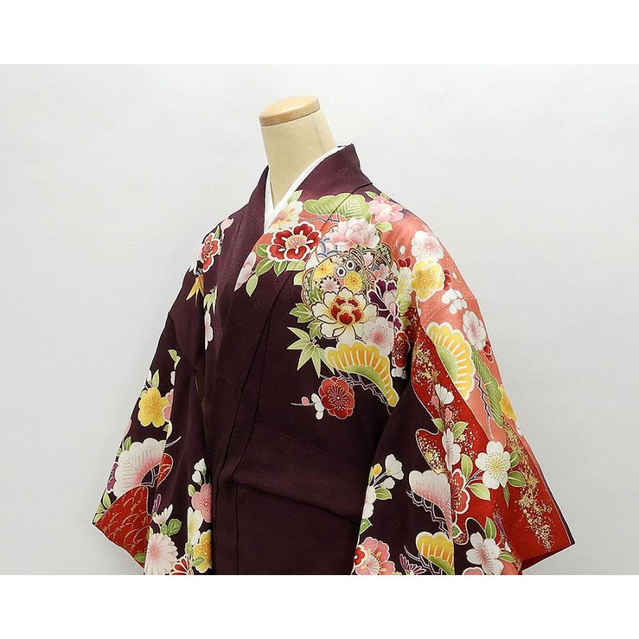 5)着物　袷　振袖　絞り　正絹　身丈170cm 仕付け糸付き 5)着物 袷 振袖 絞り 正絹 身丈170cm 仕付け糸付き 5)着物 袷