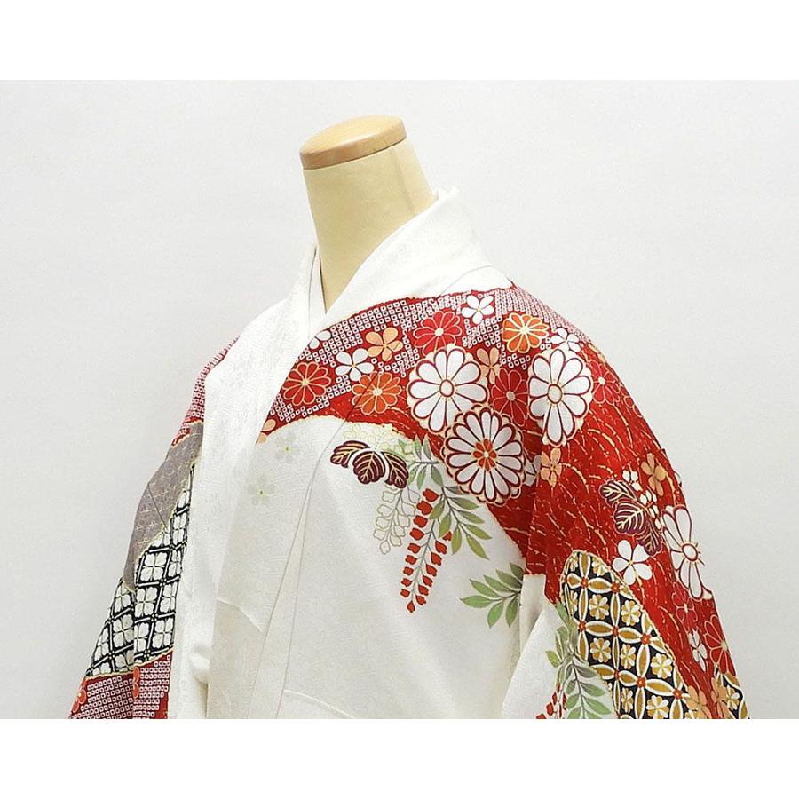 振袖 正絹 匹田四季花模様 身丈171cm 裄丈68cm 美品 リサイクル 着物 