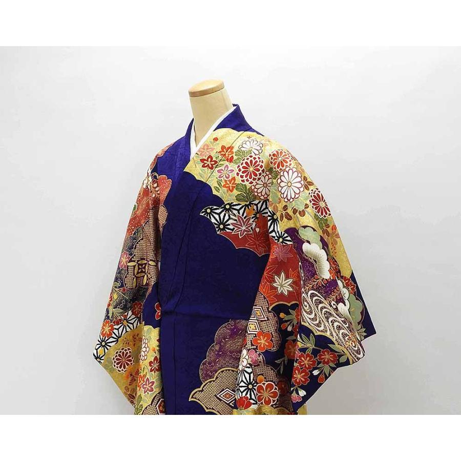 振袖 正絹 吉祥四季花花車模様 身丈177cm 裄丈70cm 美品 リサイクル 