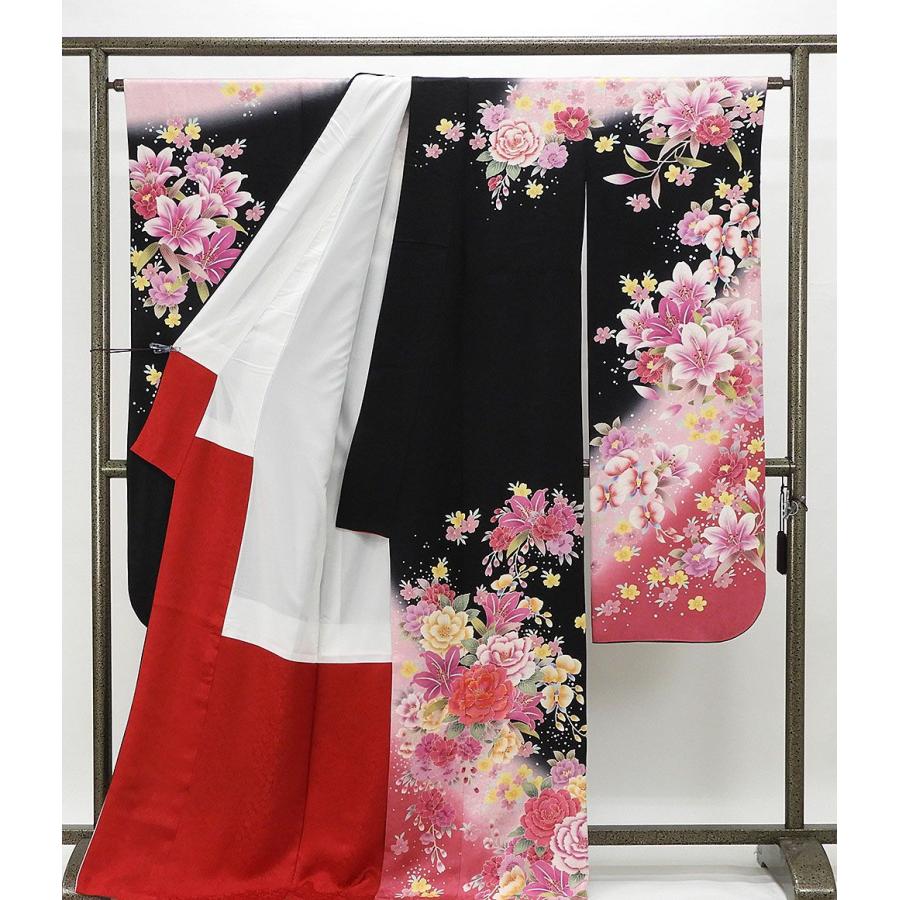 振袖 正絹 四季花模様 身丈171.5cm 裄丈67.5cm 振袖 良品 リサイクル 