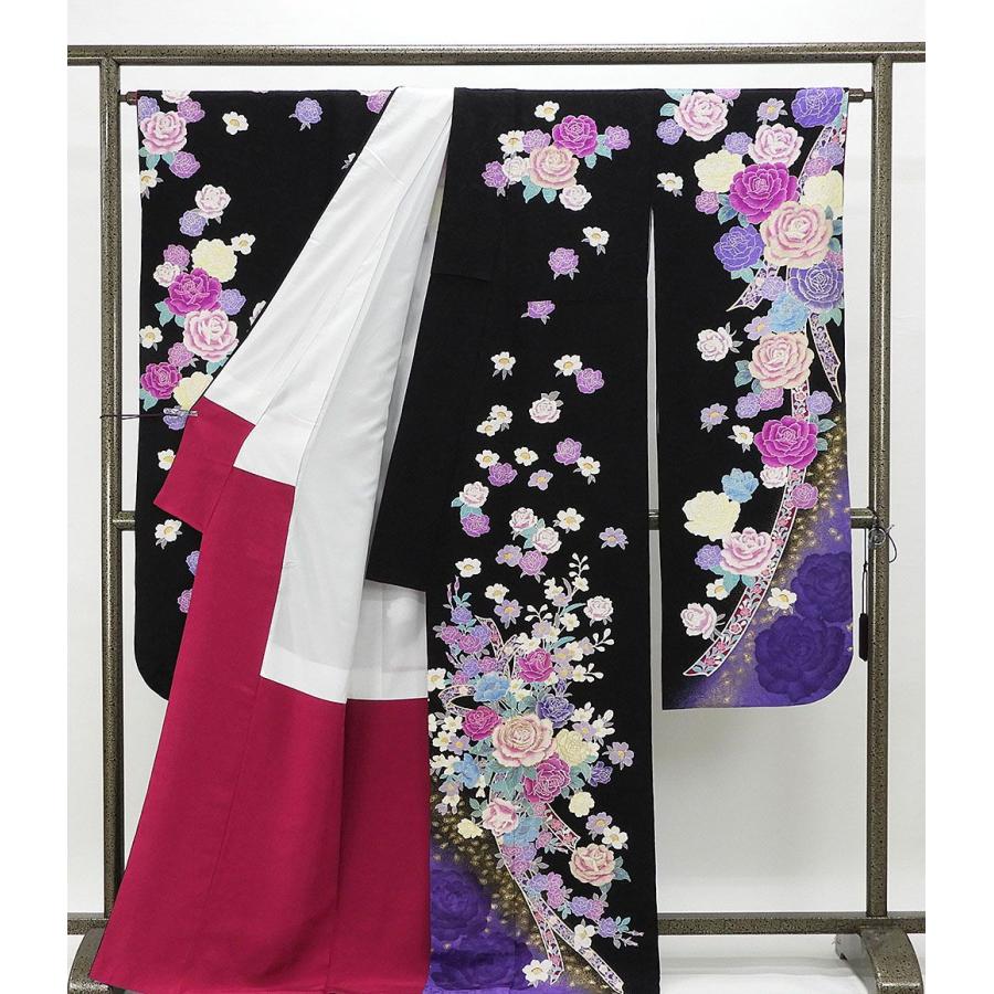 振袖 正絹 四季花模様 身丈169.5cm 裄丈67.5cm 振袖 リサイクル 着物 e0977 振袖 正絹 四季花模様 身丈169.5cm 裄丈67.5cm リサイクル 着物 e0977