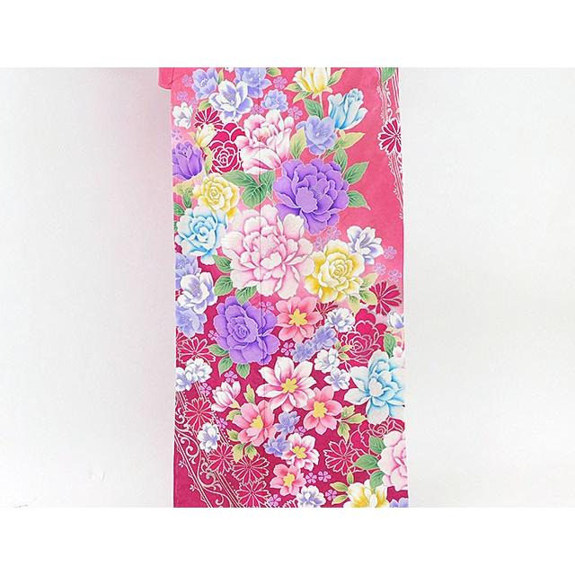 20％OFF！SALE 振袖 新品仕立済 正絹 薔薇椿桜模様 振袖 新品 仕立て上がり 着物 e1005の画像