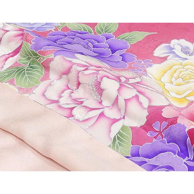 20％OFF！SALE 振袖 新品仕立済 正絹 薔薇椿桜模様 振袖 新品 仕立て上がり 着物 e1005の画像