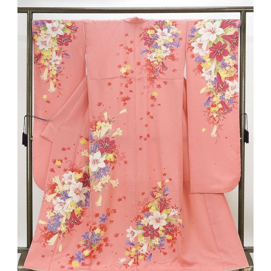 振袖 新品仕立済 正絹 百合桜模様 新品 仕立て上がり 着物 e1015 