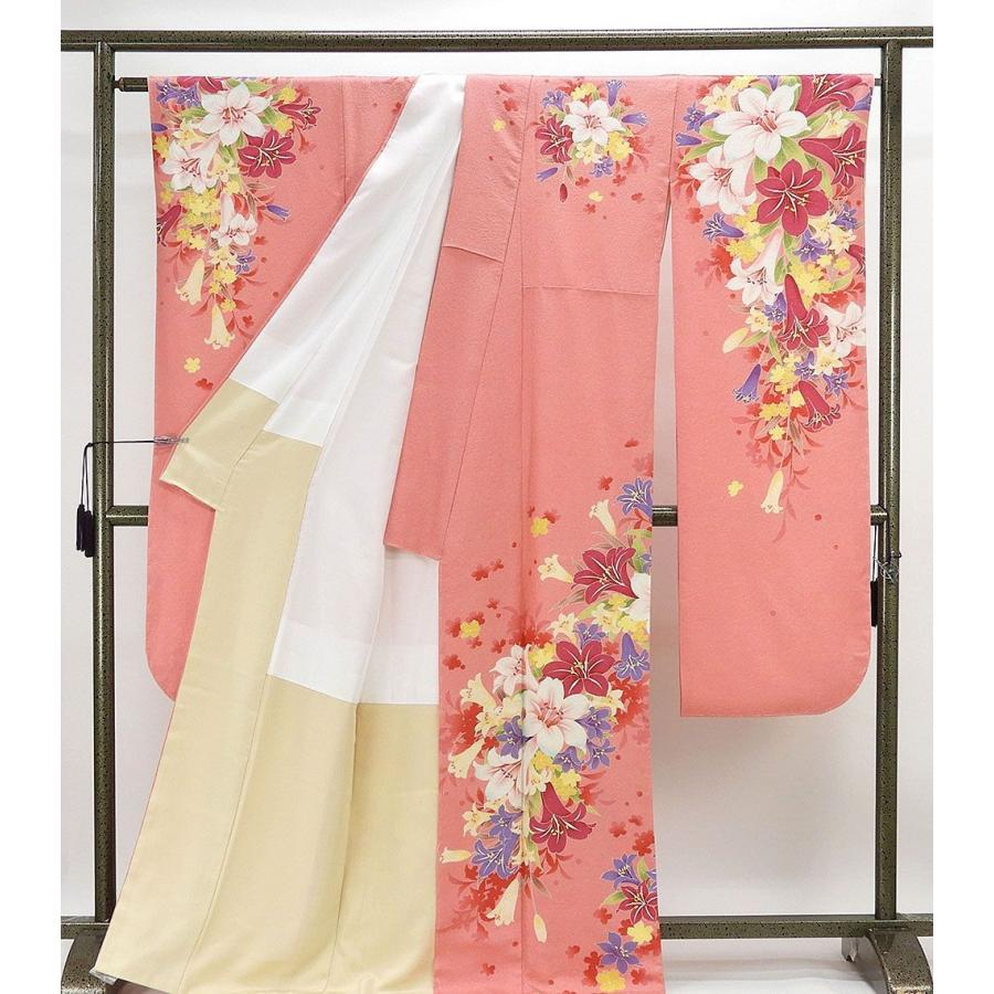 振袖 新品仕立済 正絹 百合桜模様 新品 仕立て上がり 着物 e1015 