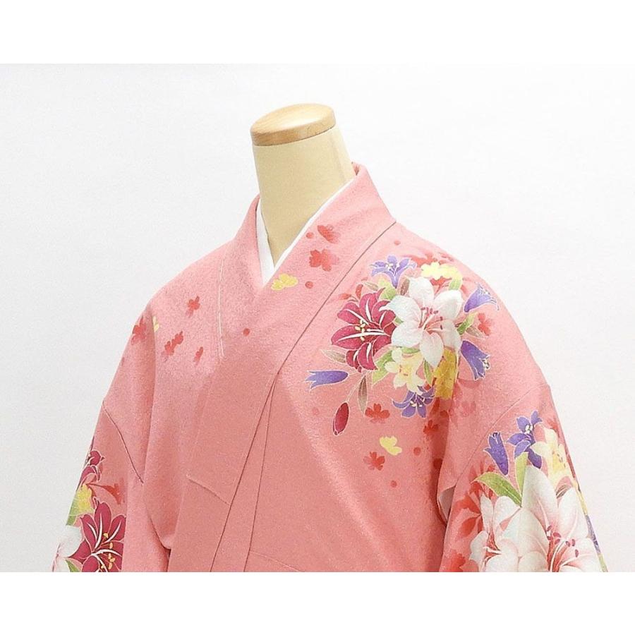 振袖 新品仕立済 正絹 百合桜模様 新品 仕立て上がり 着物 e1015 