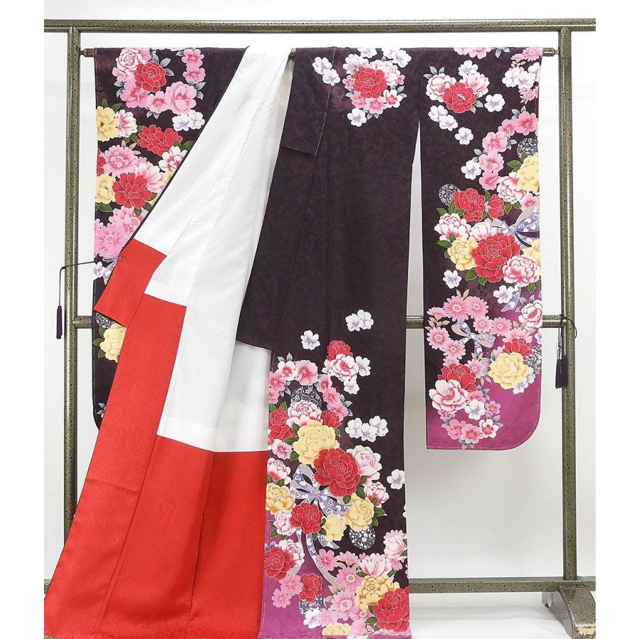 20％OFF SALE 振袖 新品仕立済 正絹 薔薇リボン模様 新品 仕立て上がり