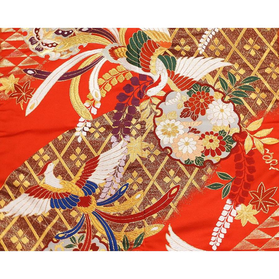 色打掛 正絹 鳳凰雪輪四季花模様 打掛 花嫁衣裳 婚礼 美品 リサイクル 