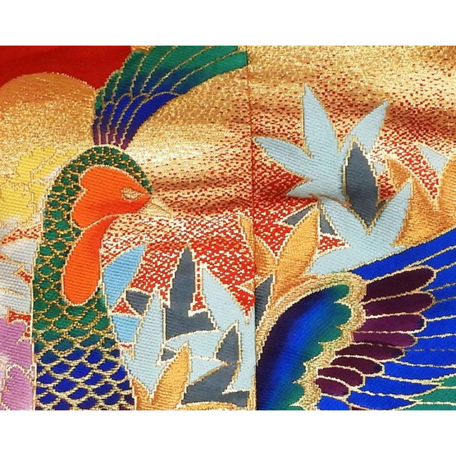 色打掛 正絹 四季花孔雀模様 打掛 花嫁衣裳 婚礼 リサイクル 中古