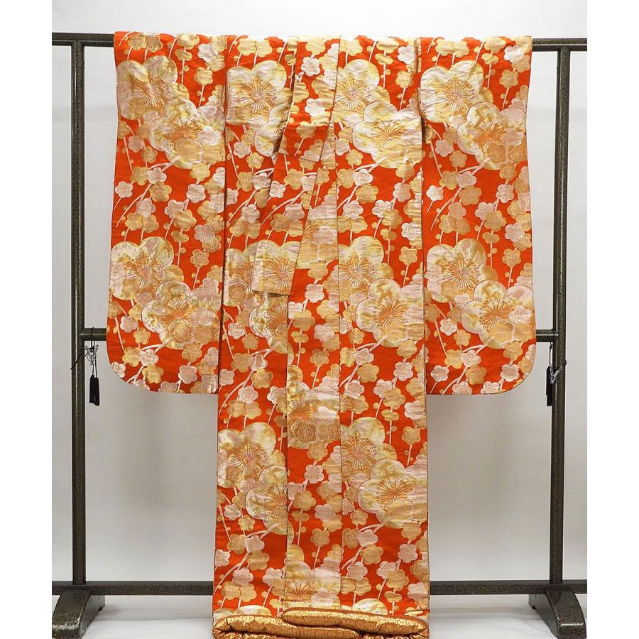 色打掛 正絹 梅模様 打掛 花嫁衣裳 婚礼 リサイクル 中古 ブライダル  