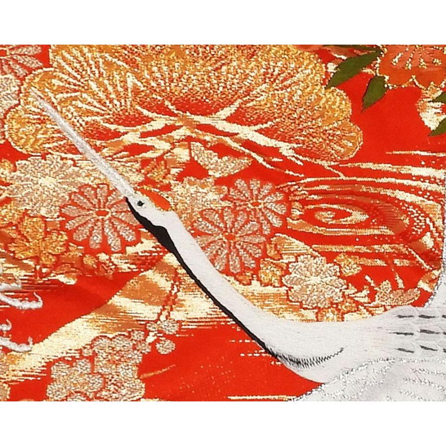 色打掛 正絹 未着用 流水舞鶴四季花車模様 打掛 花嫁衣裳 婚礼