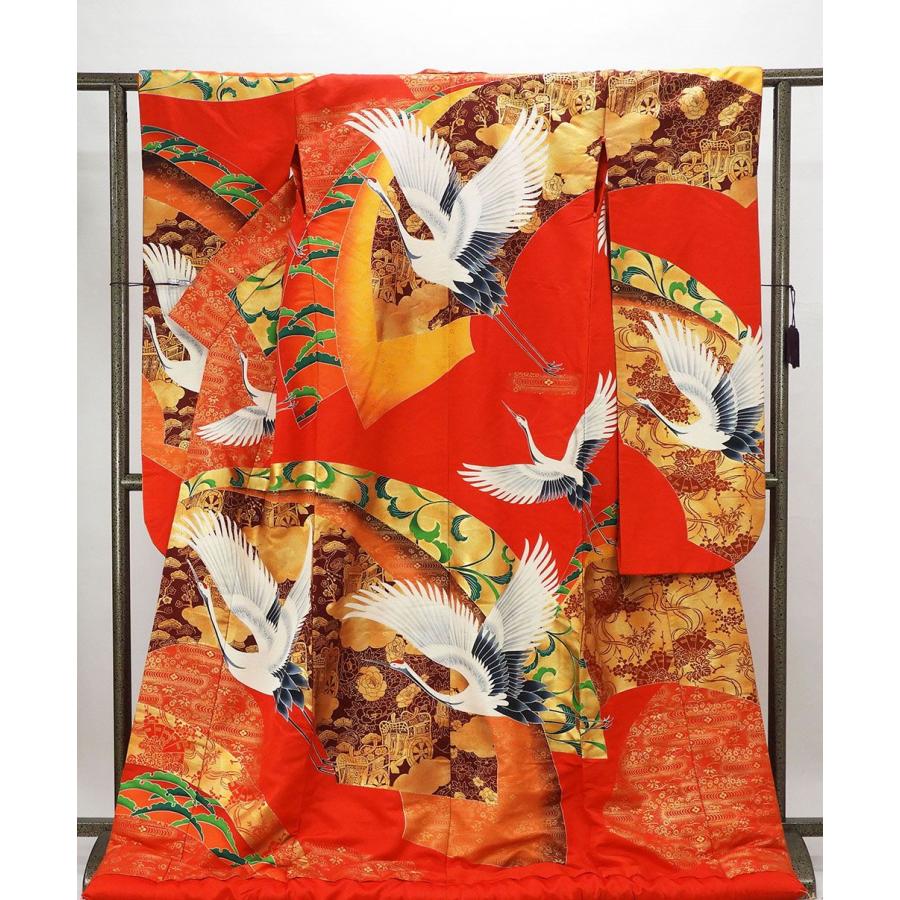 色打掛 正絹 吉祥扇面舞鶴模様 打掛 花嫁衣裳 婚礼 美品 リサイクル 中古 ブライダル ウエディング 着物 e3140 色打掛 正絹 吉祥扇面舞鶴模様 打掛 花嫁衣裳 婚礼 美品 リサイクル