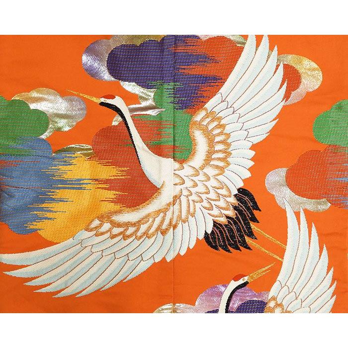 色打掛 正絹 雲取舞鶴模様 打掛 良品 花嫁衣裳 婚礼 リサイクル 中古