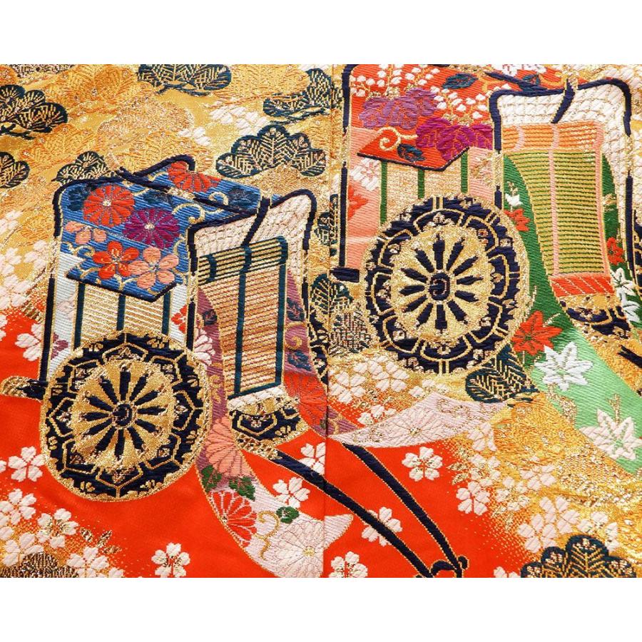 色打掛 正絹 四季花御所車模様 打掛 花嫁衣裳 婚礼 リサイクル 中古 ブライダル ウエディング 着物 e3157 色打掛 正絹 四季花御所車模様 打掛 花嫁衣裳 婚礼 リサイクル 中古