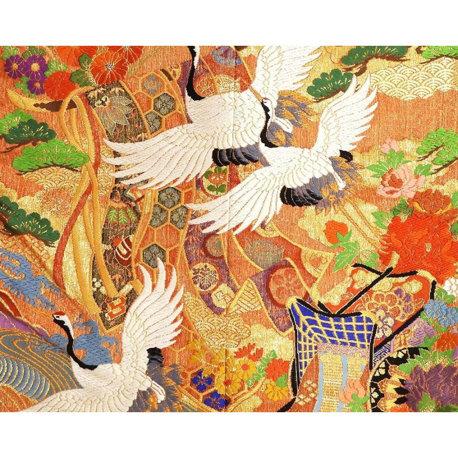 色打掛 正絹 四季花 舞鶴 慶長文様 打掛 花嫁衣裳 婚礼 リサイクル