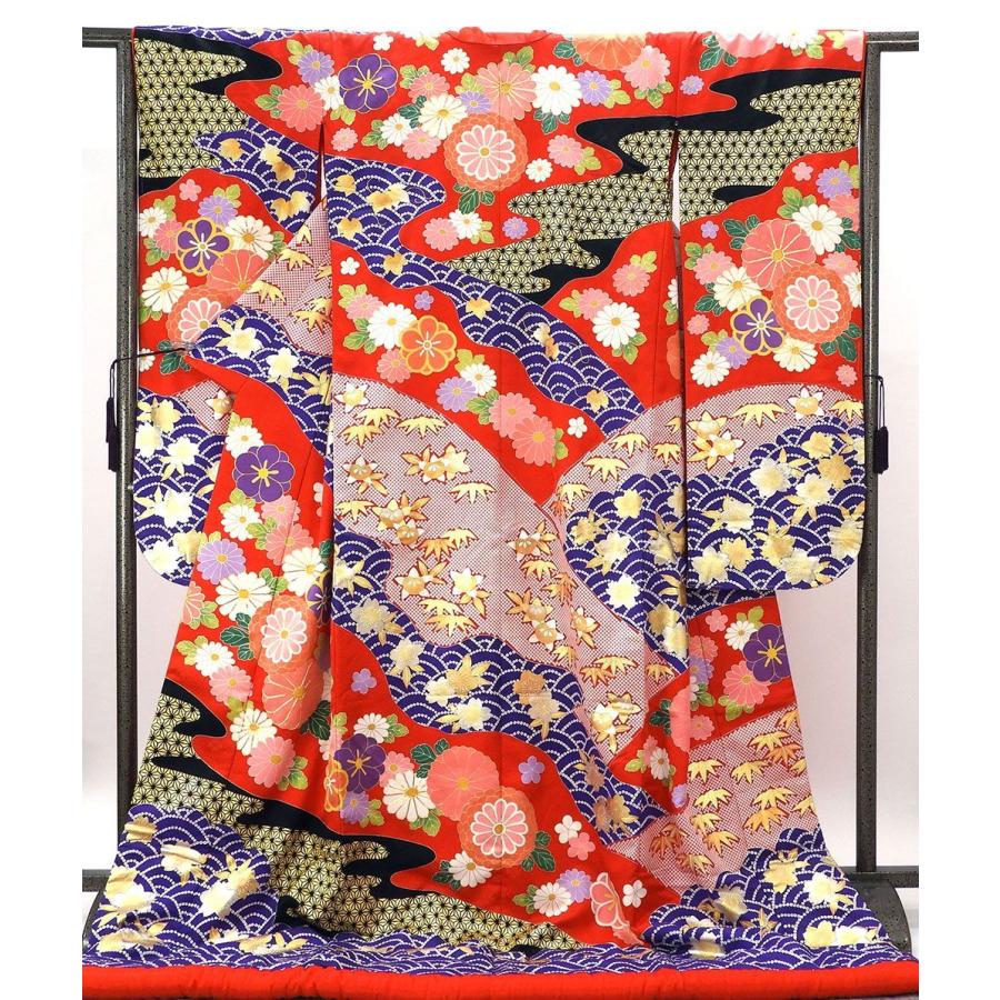 色打掛 正絹 吉祥 花 打掛 花嫁衣裳 婚礼 美品 リサイクル 中古 着物