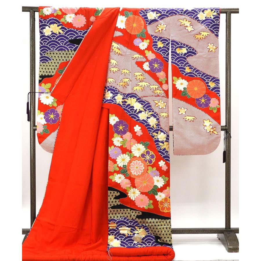 色打掛 正絹 吉祥 花 打掛 花嫁衣裳 婚礼 美品 リサイクル 中古 着物