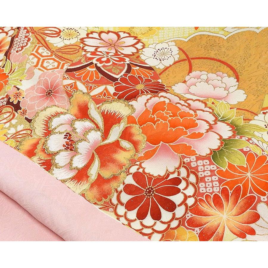 振袖 正絹 四季花熨斗手毬模様 身丈163.5cm 裄丈65cm 振袖 リサイクル 