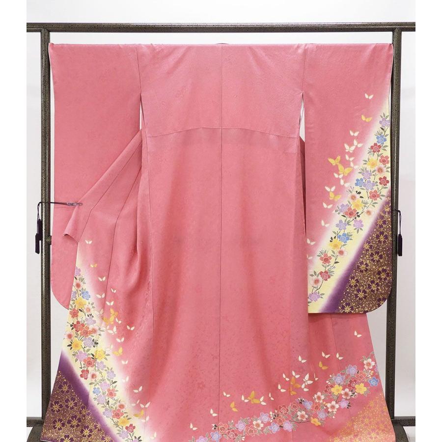 振袖 正絹 桜蝶々模様 5点セット 身丈163.5cm 裄丈69.5cm 袋帯 長襦袢 