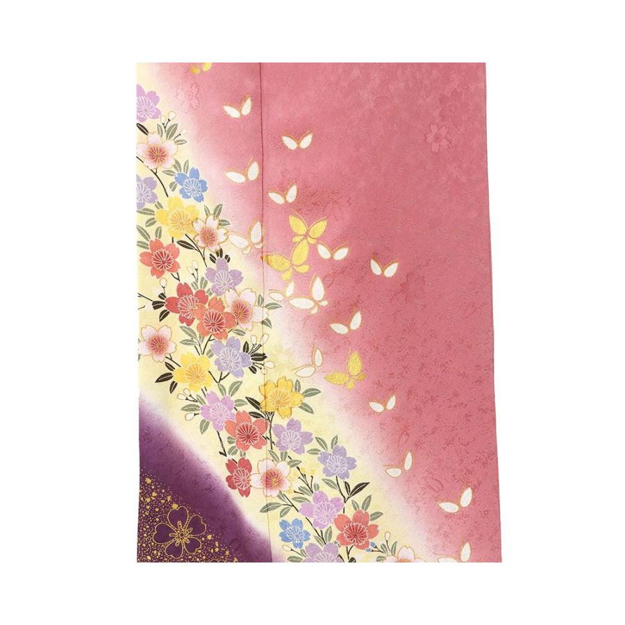 振袖 正絹 桜蝶々模様 5点セット 身丈163.5cm 裄丈69.5cm 袋帯 長襦袢 
