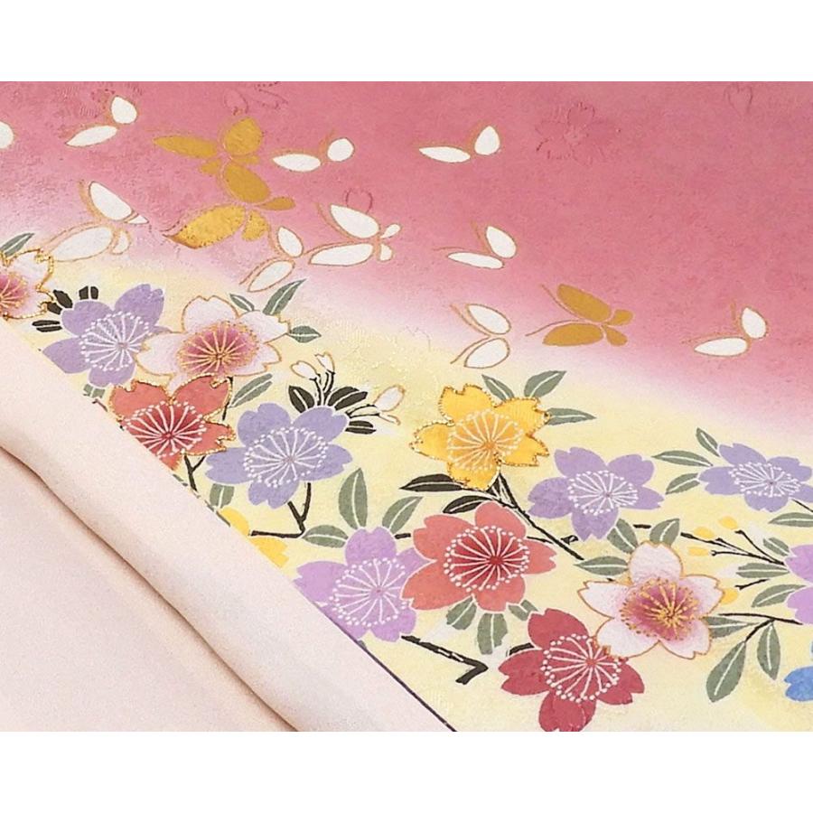 振袖 正絹 桜蝶々模様 5点セット 身丈163.5cm 裄丈69.5cm 袋帯 長襦袢 帯締め 帯揚げ 振袖5点セット 良品 リサイクル 中古 着物 e4076 振袖 正絹 桜蝶々模様 5点セット 身丈163.5cm 裄丈69.5cm 袋帯 長襦袢