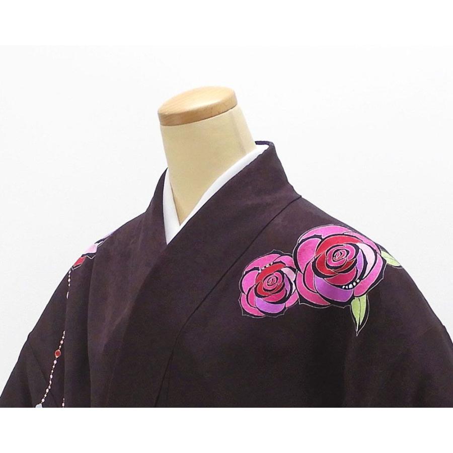 振袖 正絹 薔薇格子模様 5点セット 身丈170cm 裄丈67.5cm 袋帯 長襦袢