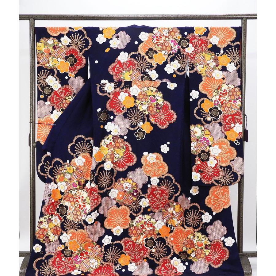 振袖 正絹 梅 四季花 身丈169.5cm 裄丈68cm 美品 中古 リサイクル 着物