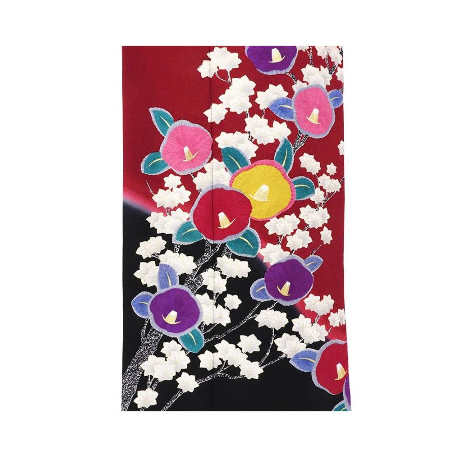 振袖 長襦袢 セット 正絹 5点セット 紅葉 椿 身丈168.5cm 裄丈68cm