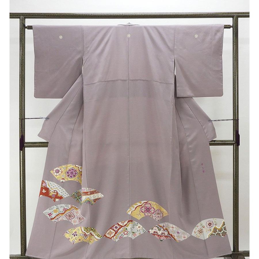 美品 色留袖 クリームベージュ 汕頭刺繍 正倉院文様 唐花 身丈156cm