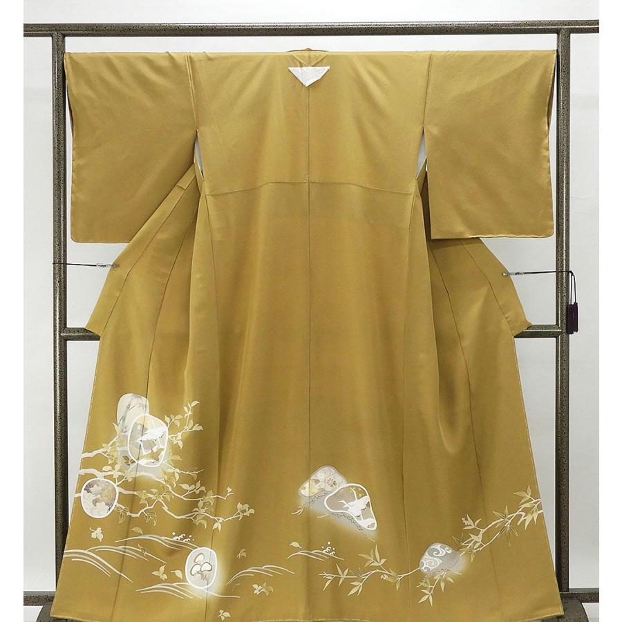 色留袖 未着用 舞鶴松紅葉模様 正絹 身丈160cm 裄丈67.5cm 花柳