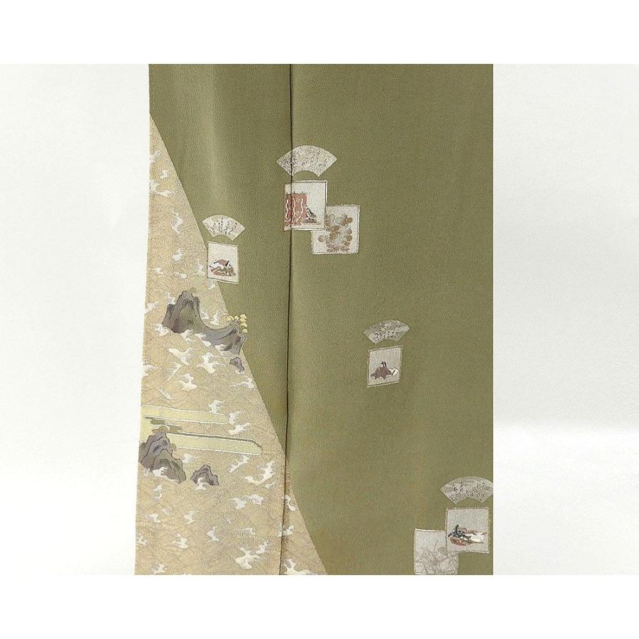 色留袖 正絹 松尾光琳 立浪歌合せ模様 色留袖一つ紋 良品 リサイクル 