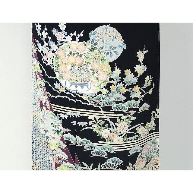 留袖 正絹 加賀友禅 河江真百美作 四季 黒留袖 未仕立 仮絵羽