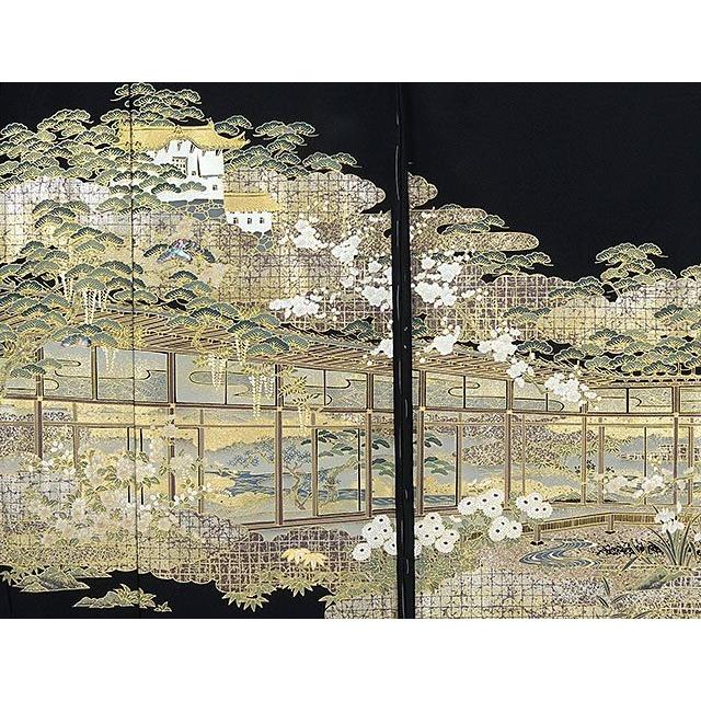 半額 50％OFF SALE 留袖 正絹 宝飾螺鈿作家 甲斐泰造作 黒留袖 未仕立 仮絵羽 着物 反物 フォーマル 結婚式 披露宴 新品 f2092の画像