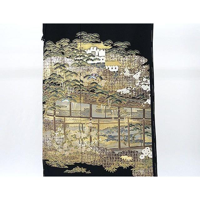 半額 50％OFF SALE 留袖 正絹 宝飾螺鈿作家 甲斐泰造作 黒留袖 未仕立 仮絵羽 着物 反物 フォーマル 結婚式 披露宴 新品 f2092の画像