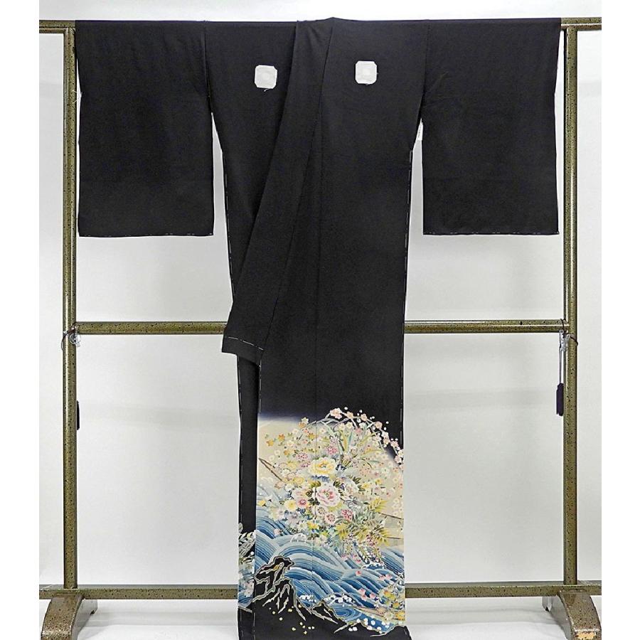 留袖 正絹 加賀友禅 松島由美作 大海花舟 黒留袖 未仕立 仮絵羽 着物 反物 フォーマル 結婚式 披露宴 新品 f2122_1