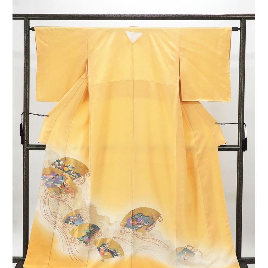 帯付き】正絹色留袖松梅紅葉に鳥柄鳥は6羽一つ紋比翼付き落款袋帯