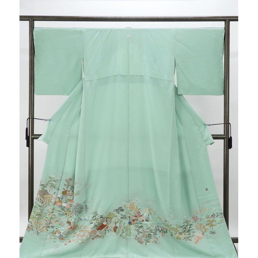 色留袖 未使用 正絹 彩椿貴 四季花 時代 風景 刺繍 身丈168cm 裄丈68.5
