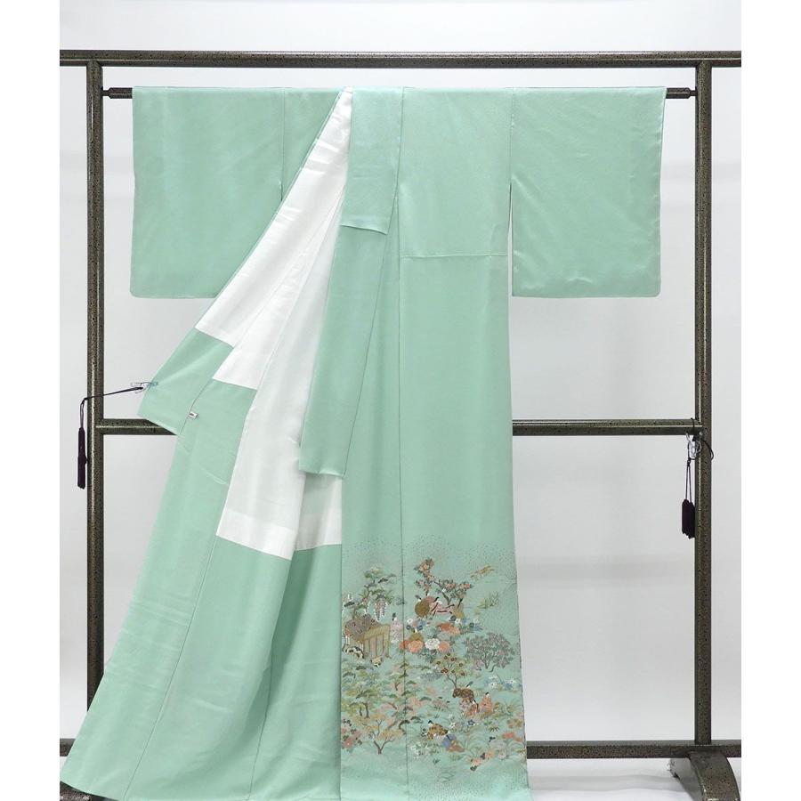 色留袖 未使用 正絹 彩椿貴 四季花 時代 風景 刺繍 身丈168cm 裄丈68.5
