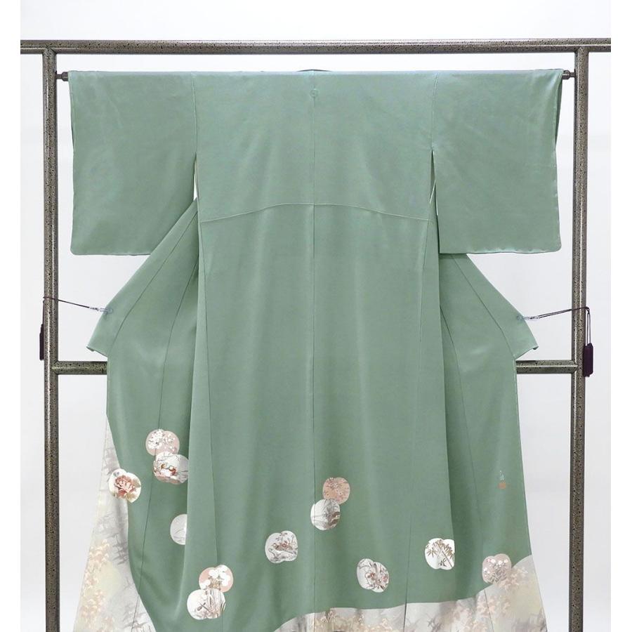 色留袖 未使用 正絹 松尾光琳 琳派草花図 身丈152.5cm 裄丈64cm 九枚笹 