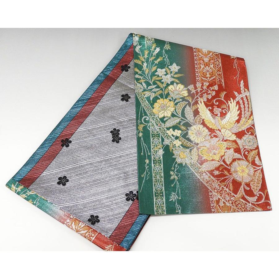 美品】袋帯 刺繍 ネイビー 扇子 六通 柔らかめ 【公式通販】