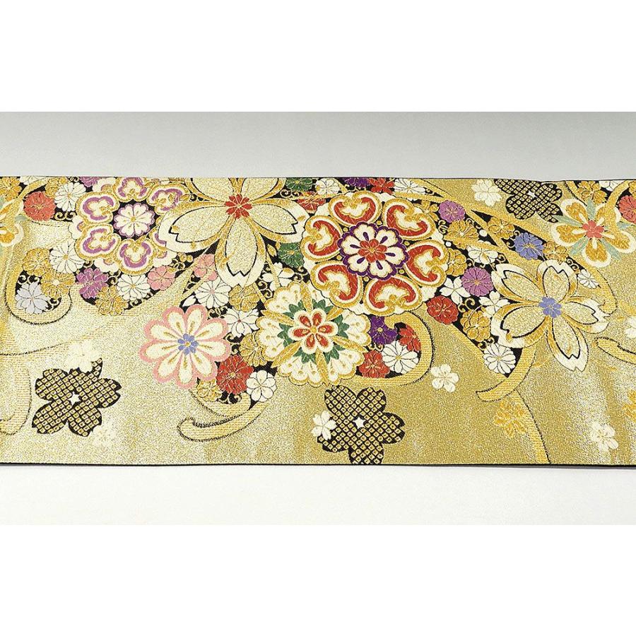袋帯 交織 鏡裏四季花模様 袋帯 振袖 リサイクル g0665 袋帯 交織 鏡裏四季花模様 振袖 リサイクル 中古 結婚式 入学式 卒業式