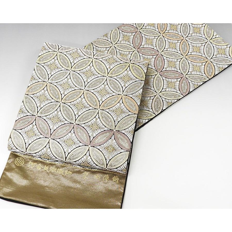 袋帯 新品仕立付き 正絹 西陣 河合美術織物謹製 能寿彩七宝槙段文 袋帯
