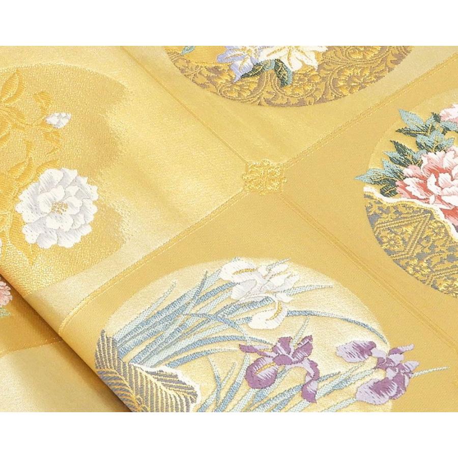 20％OFF！SALE 袋帯 新品仕立付き 正絹 西陣 じゅらく謹製 四季花丸天井模様 袋帯 未仕立 仕立て代込み g1378の画像