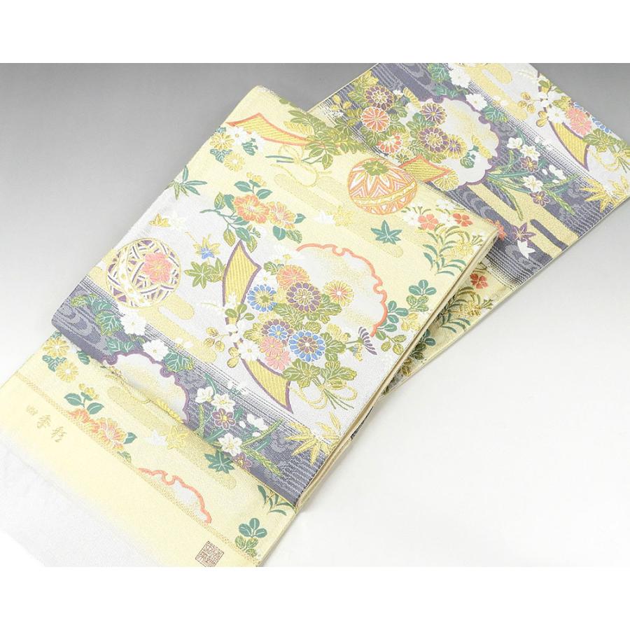 西陣織袋帯未仕立品（株）京洛苑 たわら 白銀綴織波筬 芯入仕立代込み