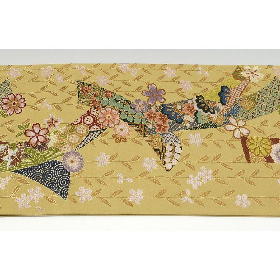 袋帯 新品仕立付き 正絹 西陣 丸勇謹製 吉祥絵巻枝垂れ桜模様 未仕立