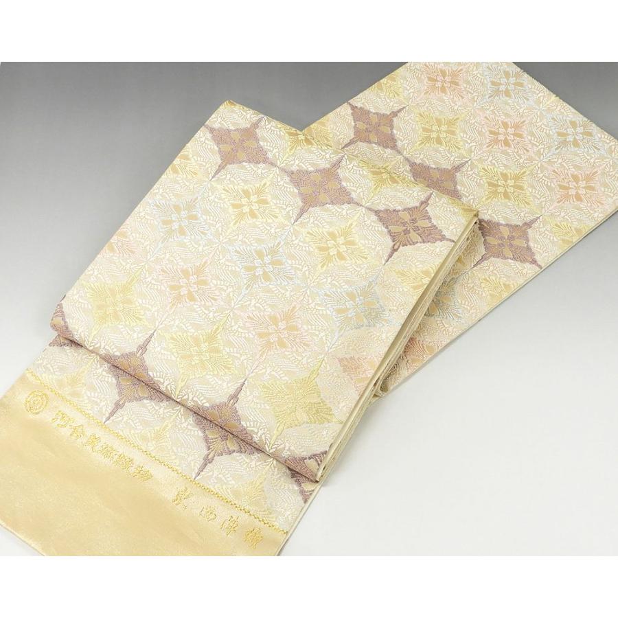 袋帯 新品仕立付き 正絹 西陣 河合美術織物謹製 能寿小鳥襷花菱文 袋帯 未仕立 仕立て代込み 結婚式 入学式 卒業式 パーティー 新品 g1505 袋帯 新品仕立付き 正絹 西陣 河合美術織物謹製 能寿小鳥襷花菱文 未