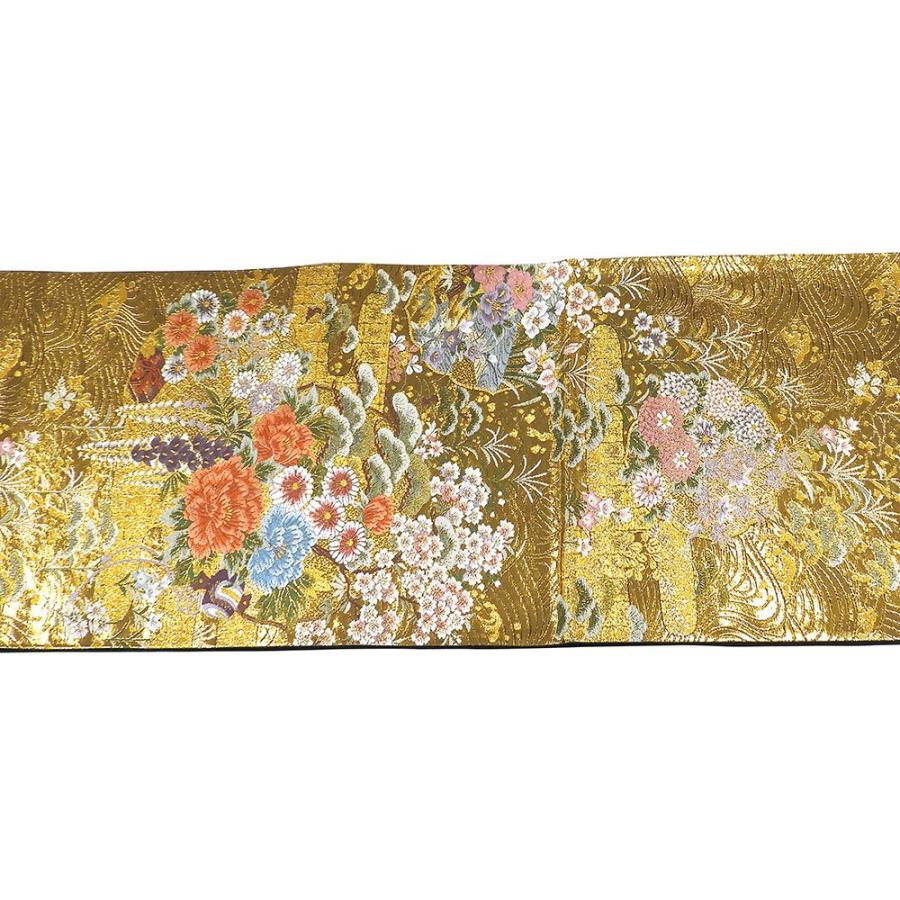 袋帯 新品仕立済 正絹 西陣 やまひで謹製 吉祥四季花模様 新品 仕立て