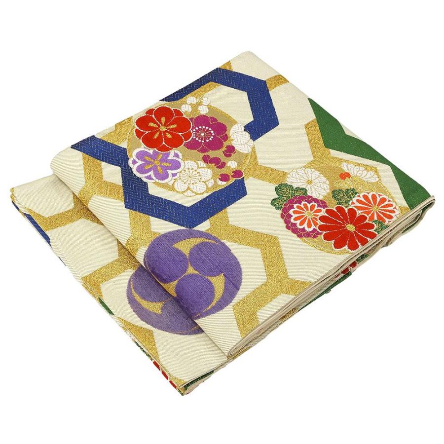 袋帯 四季花亀甲巴模様 振袖用 リサイクル 中古 フォーマル 礼装用 パーティー 着物 g4070 袋帯 四季花亀甲巴模様 振袖用 リサイクル 中古 フォーマル 礼装用