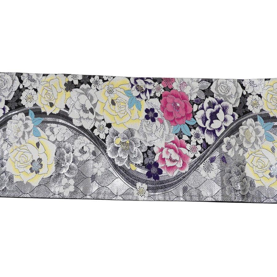 袋帯 正絹 薔薇桜模様 良品 リサイクル 中古 フォーマル 礼装用